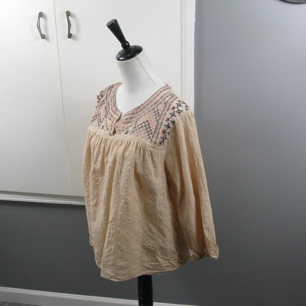Knox Rose Boho Embroidered Pull Over 3/4 Sleeve Blouse Size XL - Picture 3 of 6